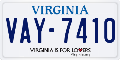 VA license plate VAY7410