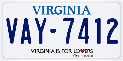 VA license plate VAY7412