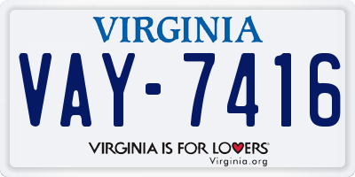 VA license plate VAY7416