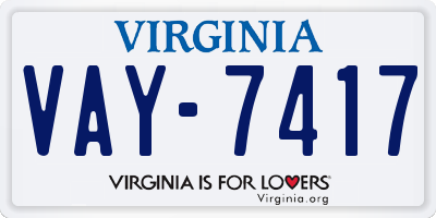 VA license plate VAY7417