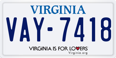 VA license plate VAY7418