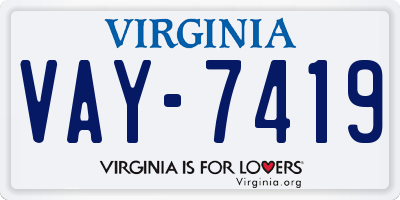 VA license plate VAY7419