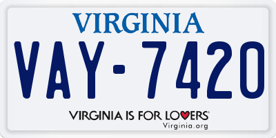 VA license plate VAY7420