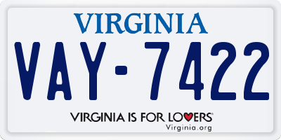 VA license plate VAY7422