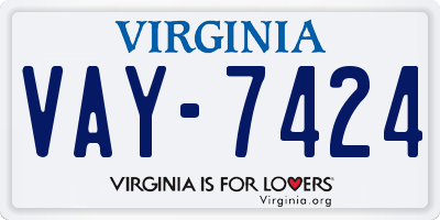 VA license plate VAY7424