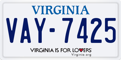 VA license plate VAY7425