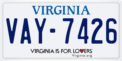 VA license plate VAY7426
