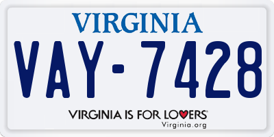 VA license plate VAY7428