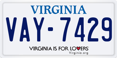 VA license plate VAY7429