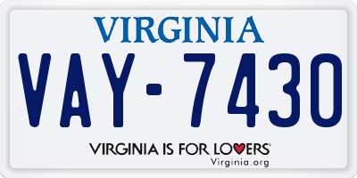 VA license plate VAY7430