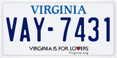 VA license plate VAY7431