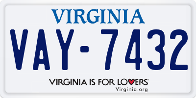 VA license plate VAY7432