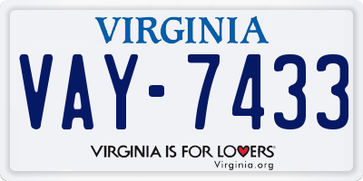 VA license plate VAY7433