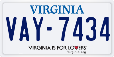 VA license plate VAY7434