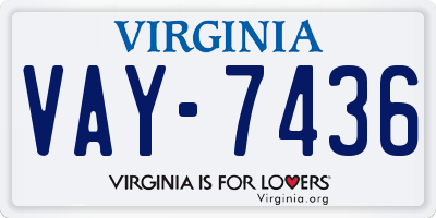 VA license plate VAY7436
