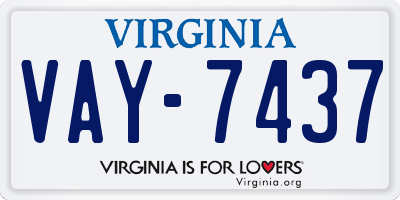 VA license plate VAY7437