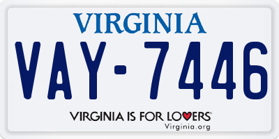 VA license plate VAY7446