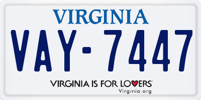 VA license plate VAY7447