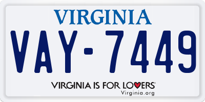 VA license plate VAY7449