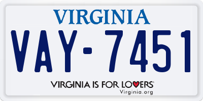 VA license plate VAY7451