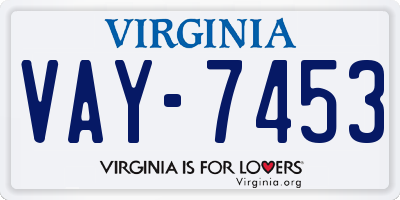 VA license plate VAY7453