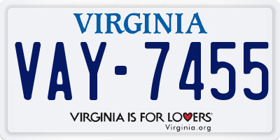 VA license plate VAY7455
