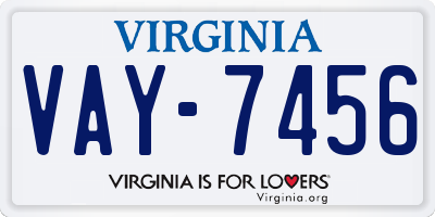 VA license plate VAY7456
