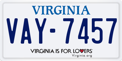 VA license plate VAY7457