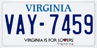 VA license plate VAY7459