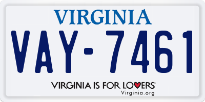 VA license plate VAY7461