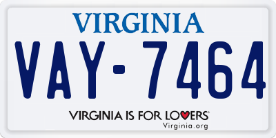 VA license plate VAY7464