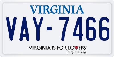 VA license plate VAY7466