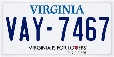 VA license plate VAY7467