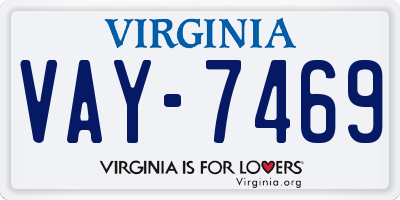 VA license plate VAY7469