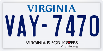 VA license plate VAY7470