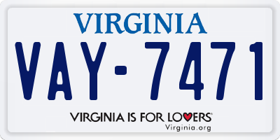 VA license plate VAY7471