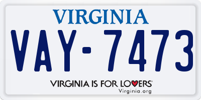 VA license plate VAY7473