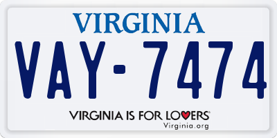 VA license plate VAY7474