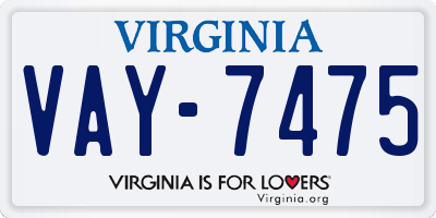 VA license plate VAY7475