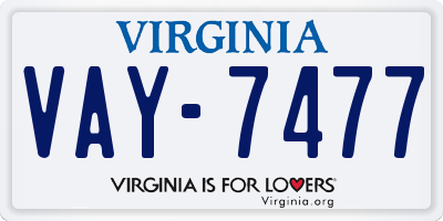 VA license plate VAY7477