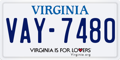 VA license plate VAY7480