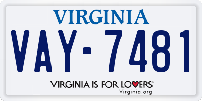 VA license plate VAY7481