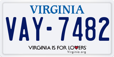 VA license plate VAY7482