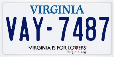 VA license plate VAY7487