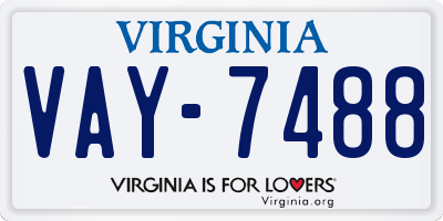 VA license plate VAY7488