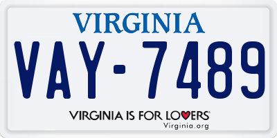 VA license plate VAY7489