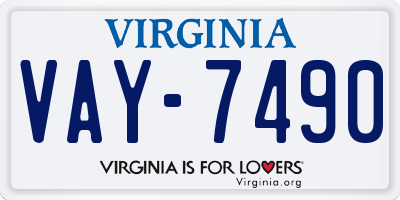 VA license plate VAY7490