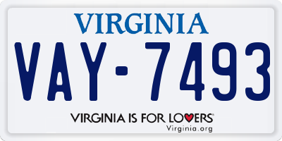 VA license plate VAY7493