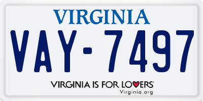 VA license plate VAY7497