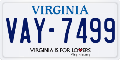 VA license plate VAY7499